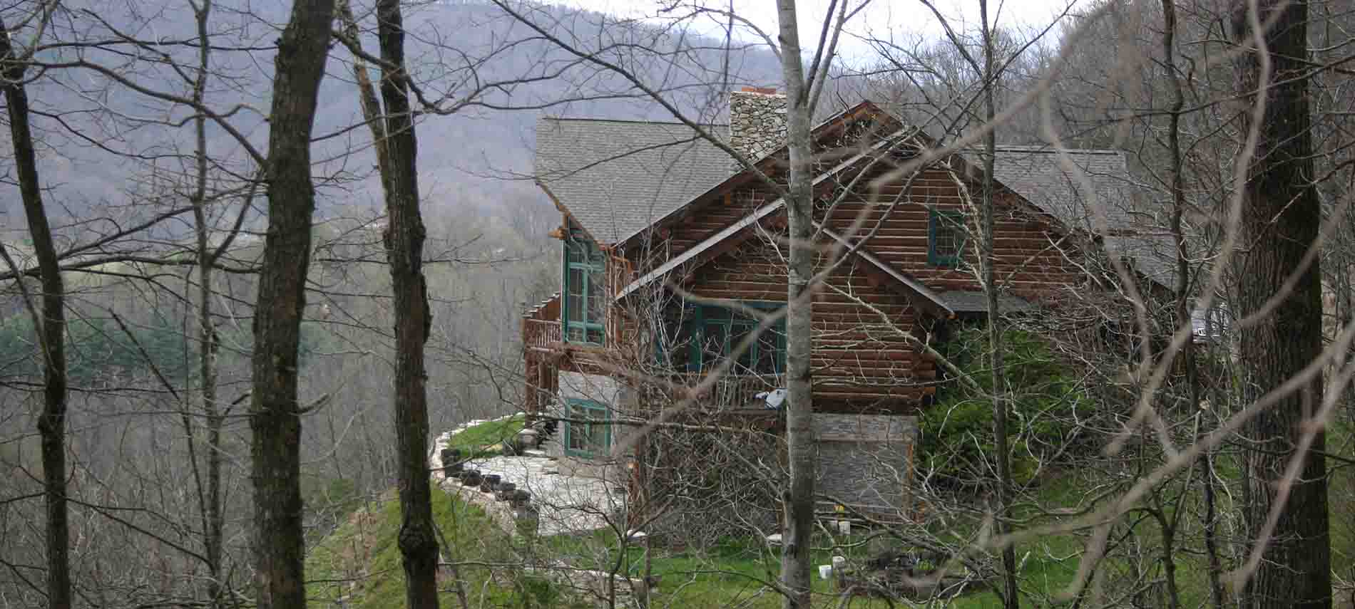 View of lodge through the trees