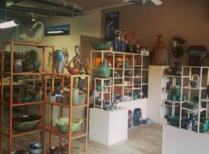 shelving and pottery