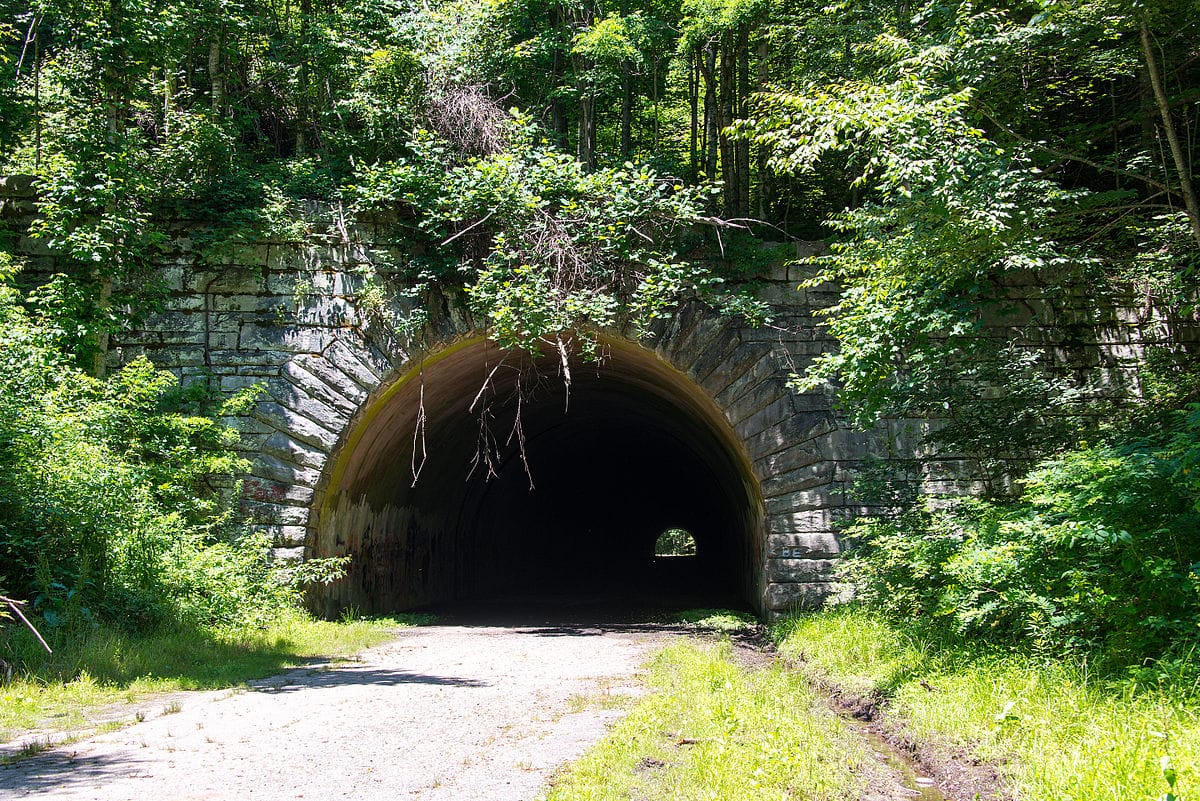 Stone tunnel through a mountain that goes nowhere in NC