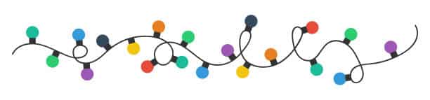 Animated string of colorful Christmas lights