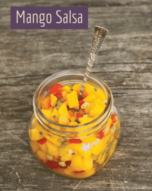 Jar of Wildberry's fresh made mango salsa