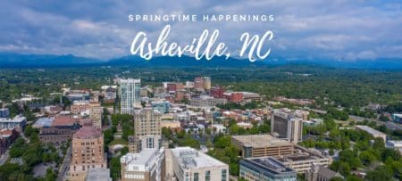 Aerial overviefw of downtown Asheville during the day